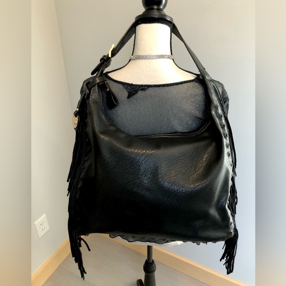 Giovani & Rocci Black Fringed Shoulder Bag - Picture 3 of 12